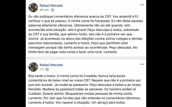 Rafaelio Macedo žinutės Facebook nuotr.