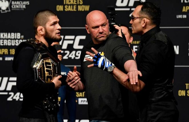 Chabibas Nurmagomedovas, Dana White'as ir Tony Fergusonas | Instagram.com nuotr