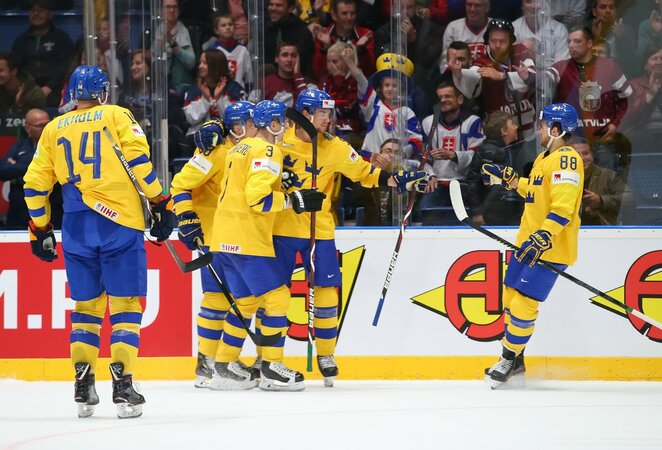 Latvių ir švedų rungtynės | IIHF nuotr.