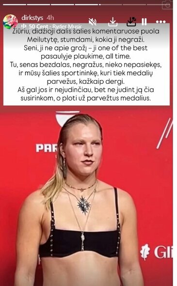 Dominyko Dirksčio komentaras | Instagram.com nuotr