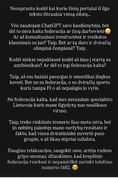 Olivijos Baleišytės komentaras | Instagram.com nuotr