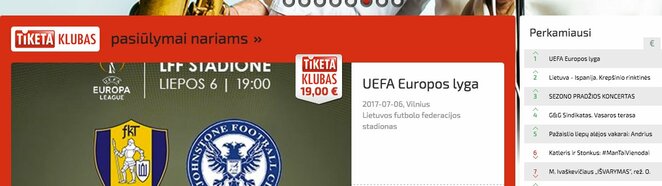 Bilietai: “Trakai“ - “St.Johnstone“ | Organizatorių nuotr. Bilietai: “Trakai“ - “St.Johnstone“ | Organizatorių nuotr.