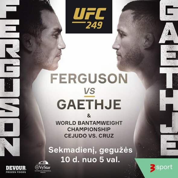 T.Ferguson ir J.Gaethje kova „UFC 249“ turnyre | Organizatorių nuotr.