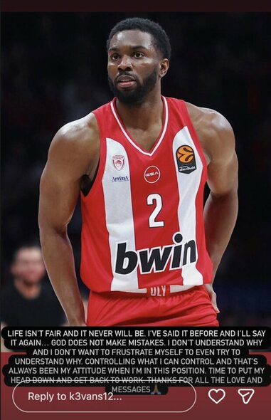 Keenano Evanso žinutė | Instagram.com nuotr