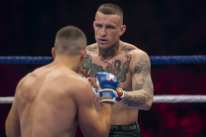 Arnoldas Misiūnas prieš Ivaną Tsybulskyi | Roko Lukoševičiaus/BNS Foto nuotr. Arnoldas Misiūnas prieš Ivaną Tsybulskyi | Roko Lukoševičiaus/BNS Foto nuotr.