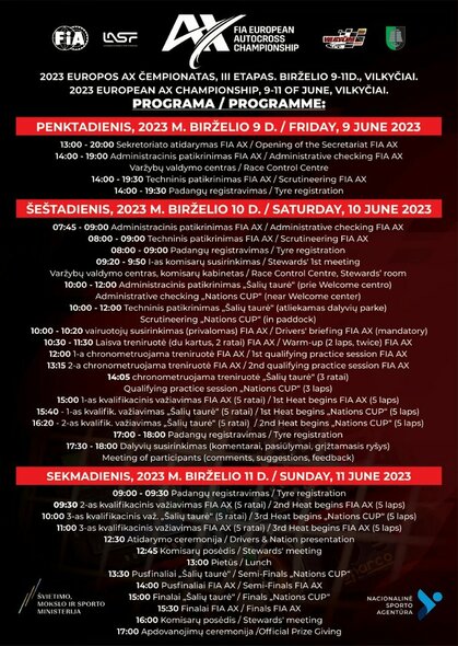 Varžybų programa | Organizatorių nuotr.