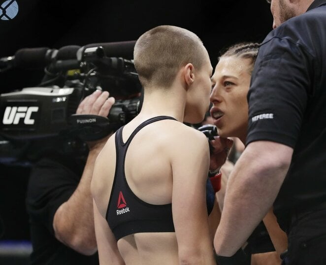 Joanna Jedrzejczyk ir Rose Namajunas | Scanpix nuotr.