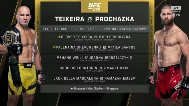 „UFC 275“ pagrindinė programa | „Stop“ kadras