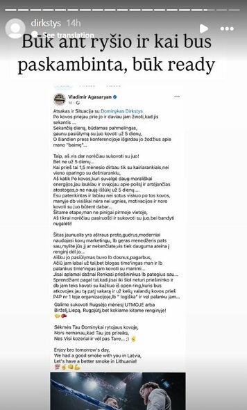 Dominyko Dirksčio atsakymas | Instagram.com nuotr