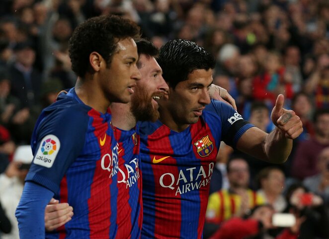 Neymaras, Lionelis Messi ir Luisas Suarezas | Scanpix nuotr.