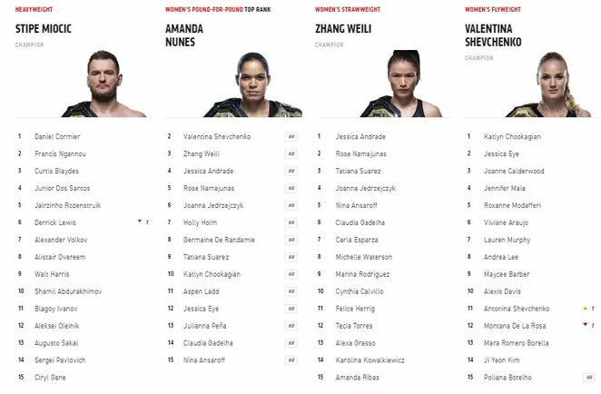 UFC reitingas | Organizatorių nuotr.