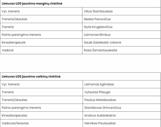 Rinktinių treneriai ir personalas | Organizatorių nuotr.