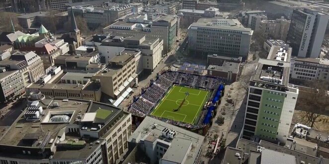 2023 metų mažojo futbolo pasaulio čempionato stadiono maketas Esene | Organizatorių nuotr. 2023 metų mažojo futbolo pasaulio čempionato stadiono maketas Esene | Organizatorių nuotr.