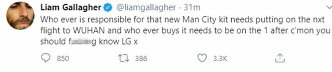 Liamo Gallagherio komentaras | „Twitter“ nuotr.