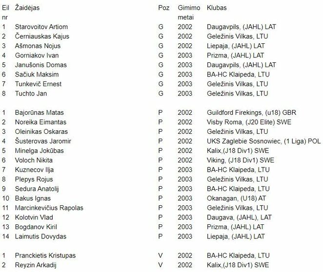 Lietuvos jaunių rinktinės sudėtis | hockey.lt nuotr.