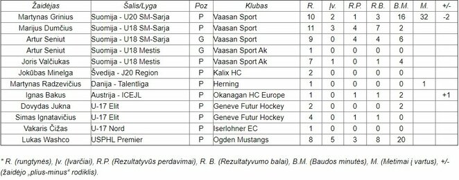 Lietuvių statistika jaunimo lygose | hockey.lt nuotr.