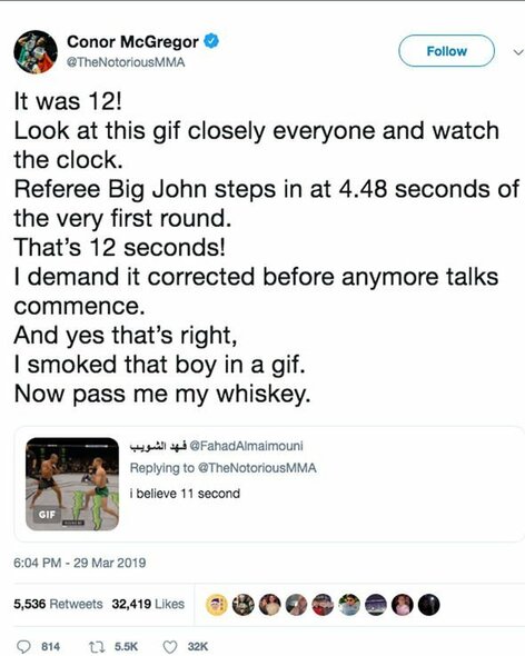 Conoro McGregoro žinutė | „Twitter“ nuotr.