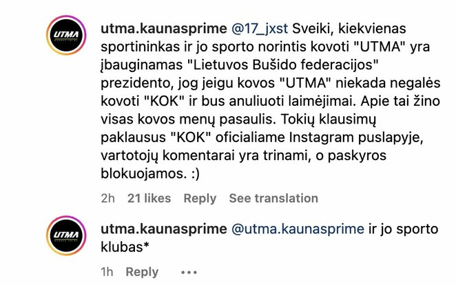 UTMA komentaras | Organizatorių nuotr.