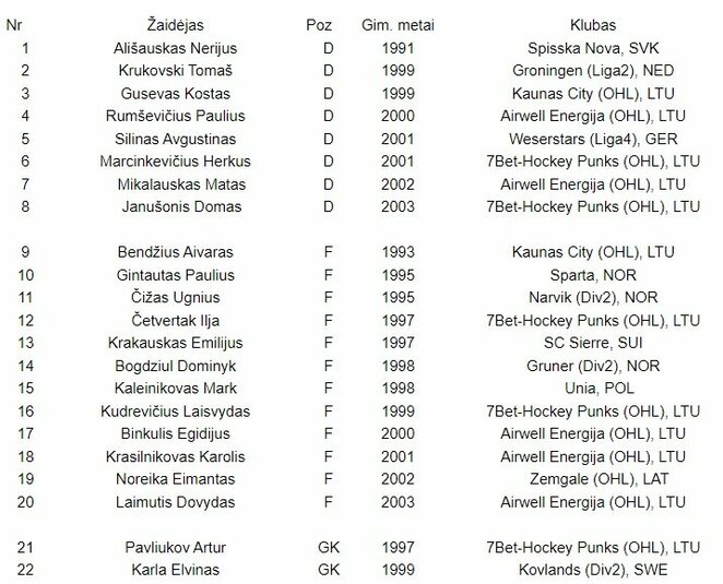Lietuvos ledo ritulio rinktinės sudėtis | hockey.lt nuotr. Lietuvos ledo ritulio rinktinės sudėtis | hockey.lt nuotr.