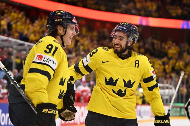 Leo Carlssonas ir Mika Zibanejad | Scanpix nuotr.